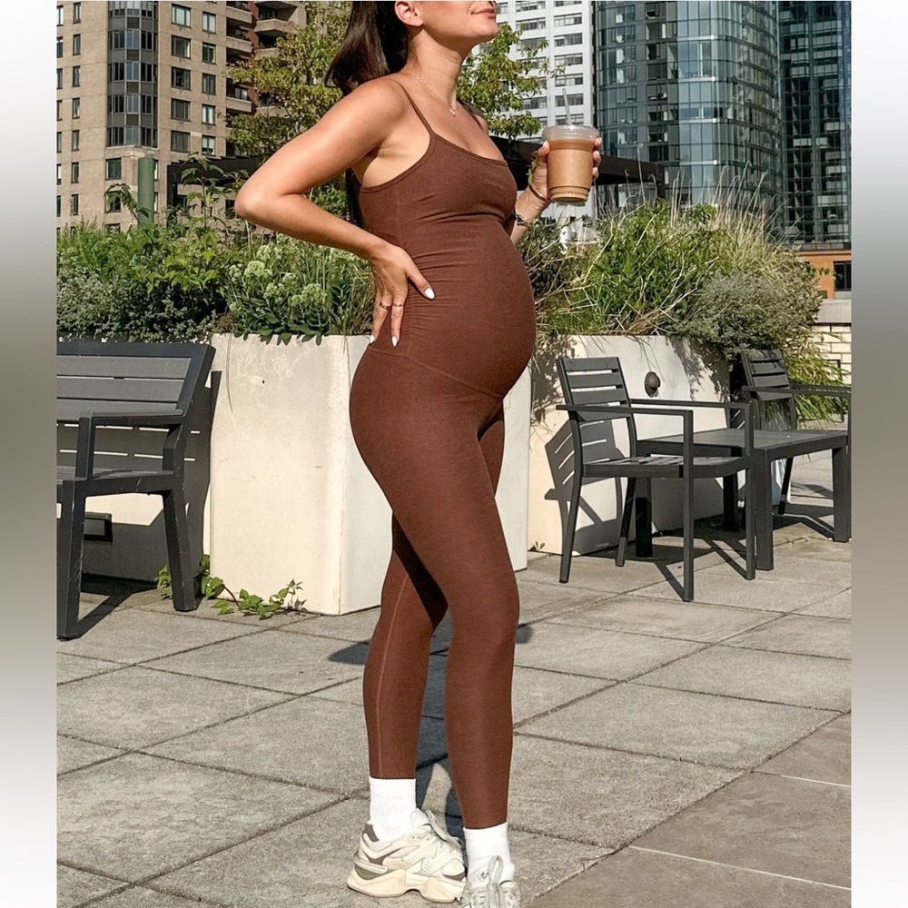 Beyond Yoga Bumpsuit "Spacedye Uplevel Maternity Jumpsuit" in Chocolate Brown